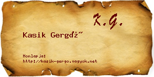 Kasik Gergő névjegykártya